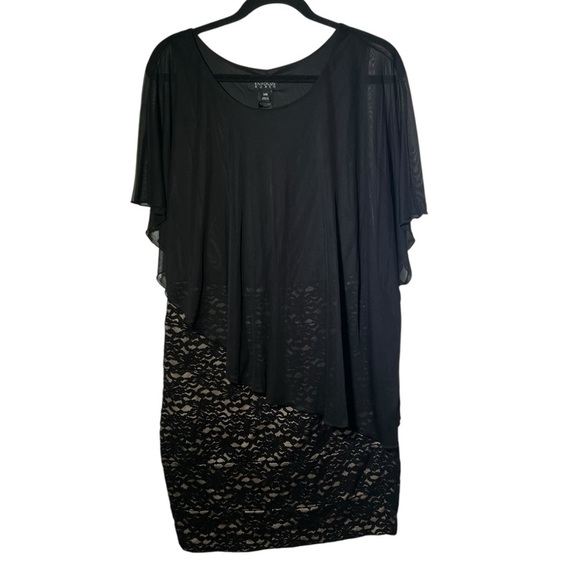 Enfocus Women Black Lace Dress With Attached Shawl Size 14W - Picture 1 of 10